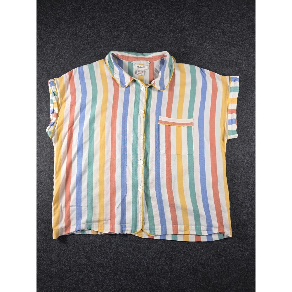 Madewell Multicolor Striped Shirt Pajama Women's Button Down Sz LG Bedtime